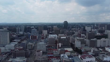 Drone-video-of-the-City-Center-in-Harare,-Zimbabwe