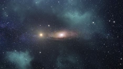 Eine-Galaxie-Mit-Nebelhintergrund,-Die-Im-Universum-Schwebt