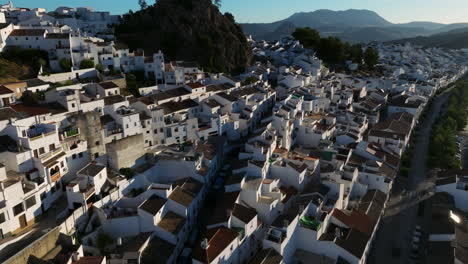 Flying-Above-Beautiful-Village-Of-Olvera-In-Cadiz,-Andalusia,-Spain---drone-shot