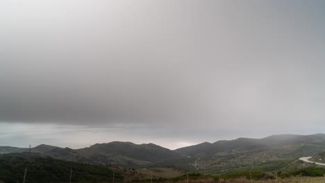 Canal-De-Gibraltar-En-Un-Día-Nublado-Brumoso,-Vista-De-Lapso-De-Tiempo