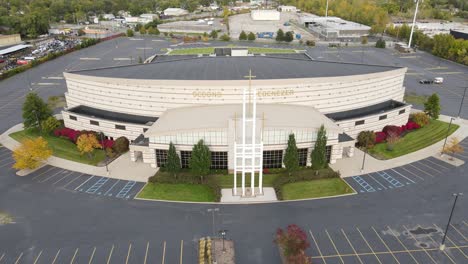 Second-Ebenezer-Church,-Detroit-Michigan,-USA,-aerial-drone-view