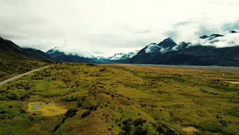 Parque-Nacional-Del-Monte-Cook,-Drone-Aéreo-De-Nueva-Zelanda-Del-Valle-De-La-Montaña