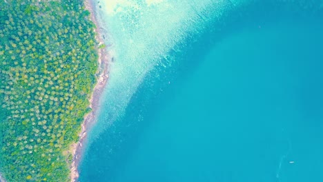 Drone-Flying-to-Mae-Haad-Beach-Aerial-Koh-Ma-Drone-View-Tropical-Island-Destination-North-Koh-Phangan-Island-Gulf-of-Thailand