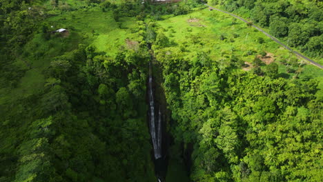Papapapaitai-Falls-And-Lush-Rainforest-Of-Upolu-Island,-Samoa---aerial-drone-shot