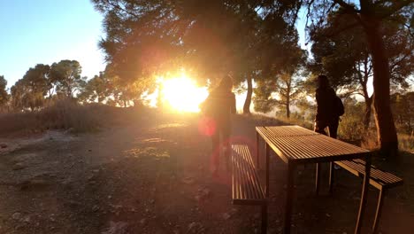 Murcia,-Spain,-March-28,-2022:-Hikers-walking-in-group-at-mountain-forests-and-pathways