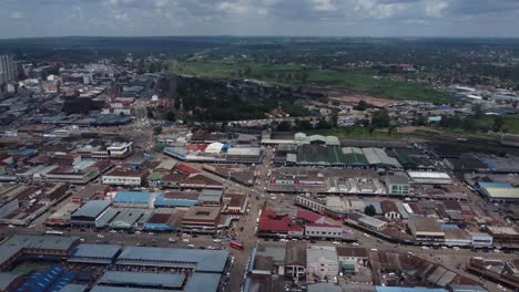 Drone-video-of-the-City-Center-in-Harare,-Zimbabwe