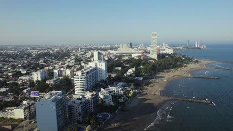 Aerial-view-of-Boca-del-Rio,-Veraracruz-passing-through-Boulevard-Manuel-Avila-Camacho