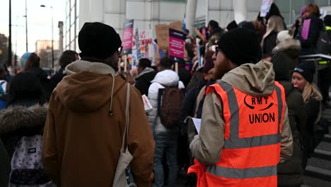 RMT-Union-and-the-NHS-UCL-Hospital-Striking-together,-London,-United-Kingdom