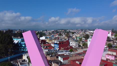 Aerial-view-with-drone-of-the-bridge-of-walk-of-the-lake-in-Xalapa,-Veracruz