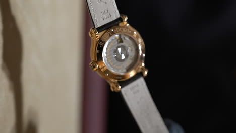 Rear-view-Luxury-Chopard-gold-Swiss-watch-mechanical-back-movement