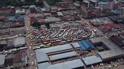 Drone-video-of-a-Bus-Terminus-in-Harare,-Zimbabwe