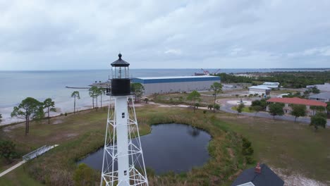 Luftüberflug-Des-Leuchtturms-Von-Cape-San-Blas-In-Port-St