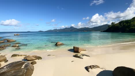 Mahe-Seychelles-spectacular-view-over-paradise-beach,-anse-solei