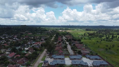 Drone-video-of-a-suburb-in-the-west-of-Harare,-Zimbabwe