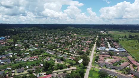 Drone-video-of-a-suburb-in-the-west-of-Harare,-Zimbabwe