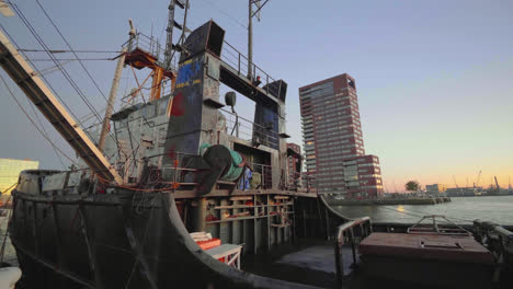 Harbour-ship,-fishing-ship-in-Rotterdam