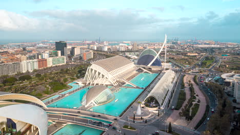 Hiperlapso-De-Drones-Del-Complejo-Cultural-Y-Arquitectónico-De-La-Ciudad-De-Las-Artes-Y-Las-Ciencias