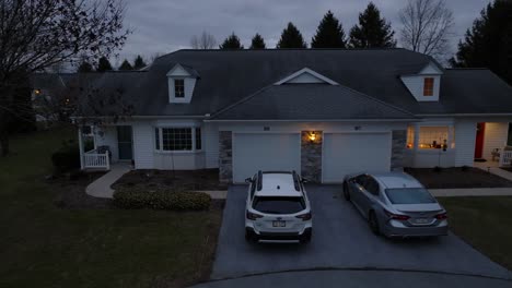 Slow-aerial-truck-shot-of-single-floor-cottage-in-retirement-community