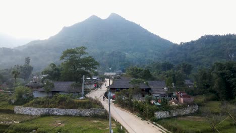 Aerial-View-Of-Road-Going-Through-Idyllic-Rural-Countryside-Ta-Phin-Village-In-Sapa,-Vietnam