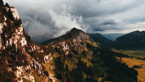 Dramatic-storm-clouds-over-mountain-cliffs-in-the-French-Alps