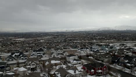 Daybreak-is-a-planned-community-in-South-Jordan,-Utah---aerial-winter-flyover