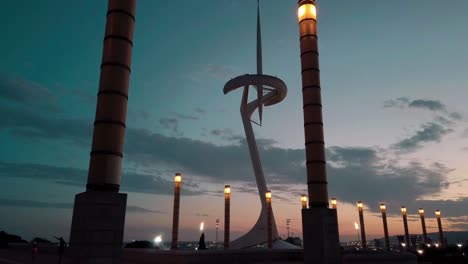 Parque-De-Montjuic-En-Barcelona-Al-Atardecer