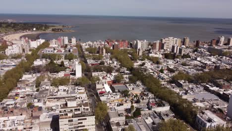 A-panoramic-aerial-shot-of-the-city-of-Montevideo,-the-capital-city-of-Uruguay
