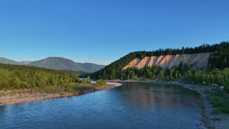 Stream-Of-Flathead-River-On-A-Sunny-Daytime-Near-Glacier-National-Park-In-Montana,-USA