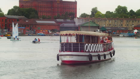 Tower-Belle-Passenger-Boat-On-The-Harbour-Sailing-Towards-Waterfront-Of-Bristol-In-The-UK