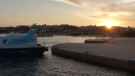 Hurgada-Marina-Bay,-Egypt-at-Sunset
