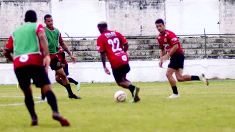 Professional-soccer-team-scrimmage-in-slow-motion