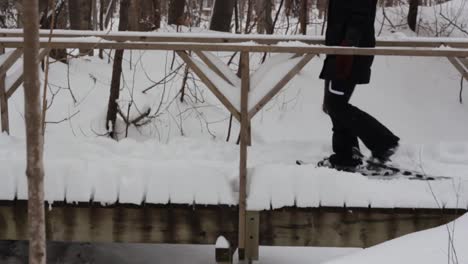 Walking-in-snowshoes-on-the-bridge