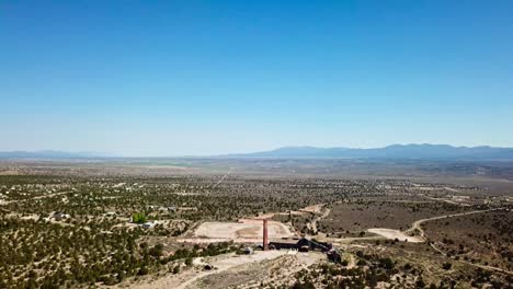 Desert-Town-and-Old-Abandon-Silver-Ore-Mine-Aerial-View-with-Drone-in-Summer-Nevada