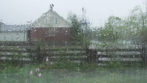 Frühlingsregen,-Der-Auf-Das-Fenster-Tropft