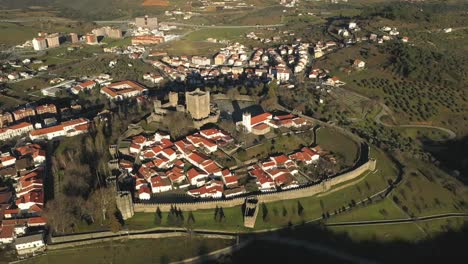 Aerial-shot-around-small-castle-in-the-north-Portugal-countryside