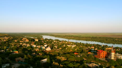 Aerial-view-of-the-river-and-village