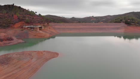 Low-level-reservoir-and-a-cloudy-sky-in-Portugal