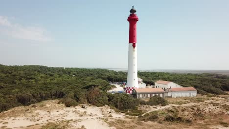Lighthouse-in-a-forest.-Drone-shot