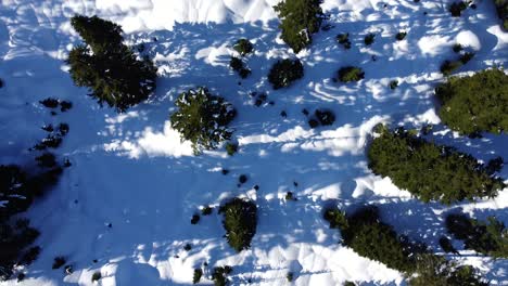 Snowy-Mountain-Drone-Flyover-Hikers