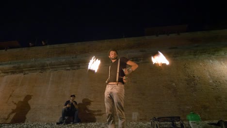 Slow-Motion-Panning-Close-up-of-Fire-Poi