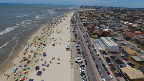 Aerial-scene-of-a-beach-in-the-summer-in-south-of-Brazil