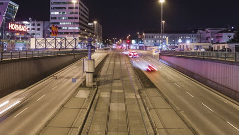 Timelapse-of-busy-underpass-in-Vienna,-Austria