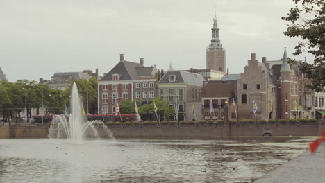 [4K]-An-overview-of-the-Hofvijver-with-the-provincial-flags-of-the-Netherlands