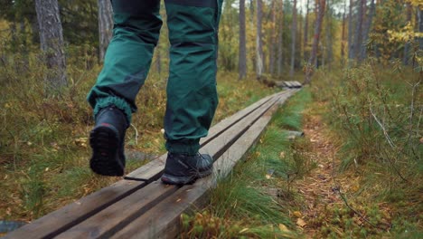 Trekker-Caminando-En-El-Bosque-A-Cámara-Lenta