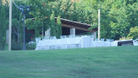 A-total-shot-of-the-dining-table-with-chairs,-the-day-after-the-wedding