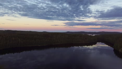 Relaxing-drone-footage-of-dusk-in-the-borealis-wilderness