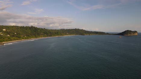 Drone-aerial-view-of-Manuel-Antonio-Beach,-Costa-Rica