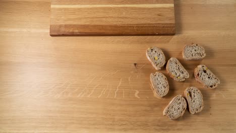 Funny-topdown-animation-story-of-preparing-small-sandwiches-for-the-party-on-the-wooden-table