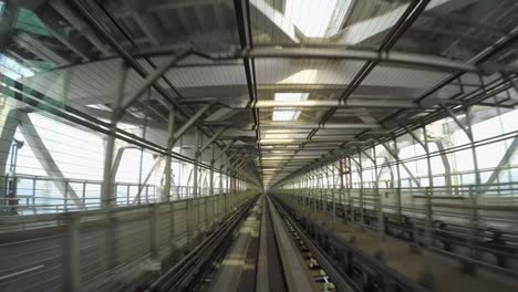 POV,-timelapse,-Train-ride-on-Yurikamome-line