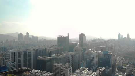 Aerial-Footage-of-Korea-city,-Seoul-city,-Landscape,-Skyline-,-Gangnam